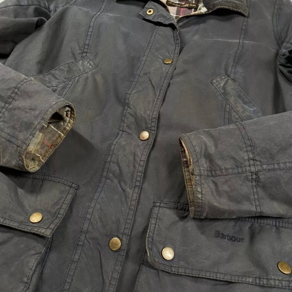 Women's Barbour Vintage Beadnell Wax Jacket Dark Blue size UK14 US10 - Picture 6 of 16